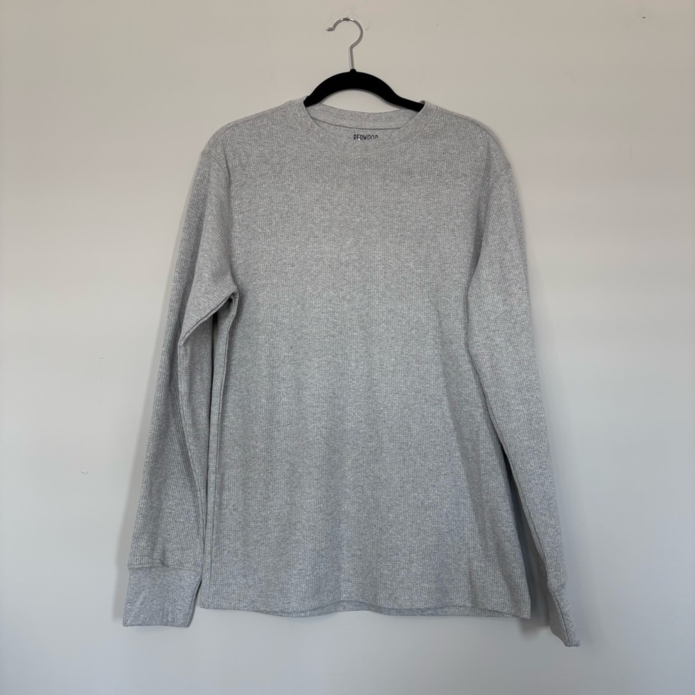BNWT Redwood Creek Mens Grey Waffle Long Sleeve Shirt Size M Minimalist